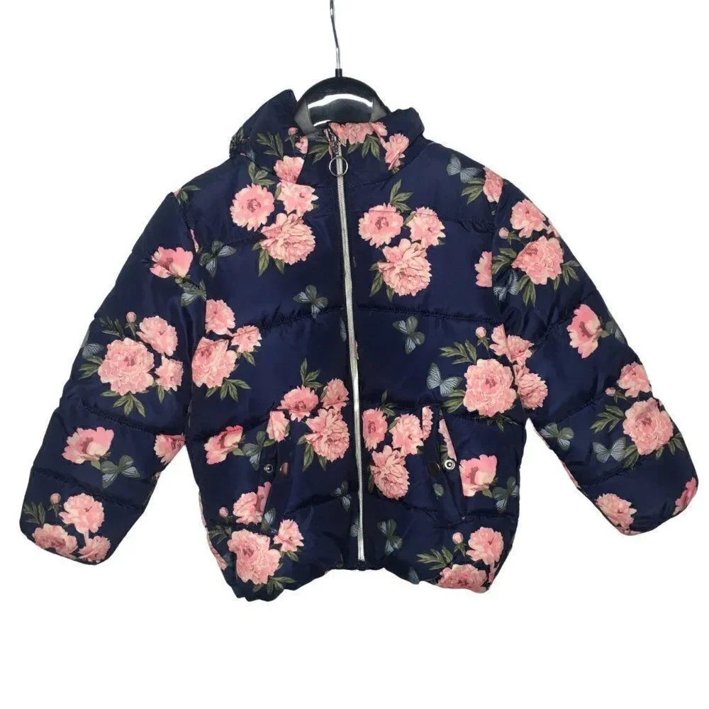 H&M Dark blue pink floral  jacket